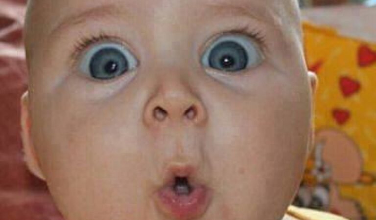 baby, big eyes, grimacing